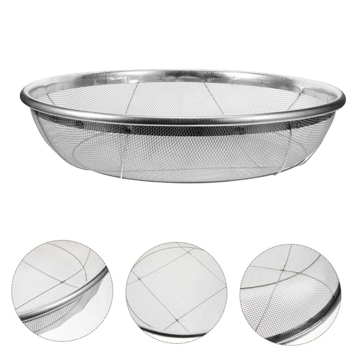Gatuida Setaccio per Terreno in Acciaio Inox 42 Cm, Setaccio a Maglie 2 Mm per Giardinaggio, Filtro Manuale per Rocce e Sabbia, Utensile Leggero per Orto e Attività All’aperto