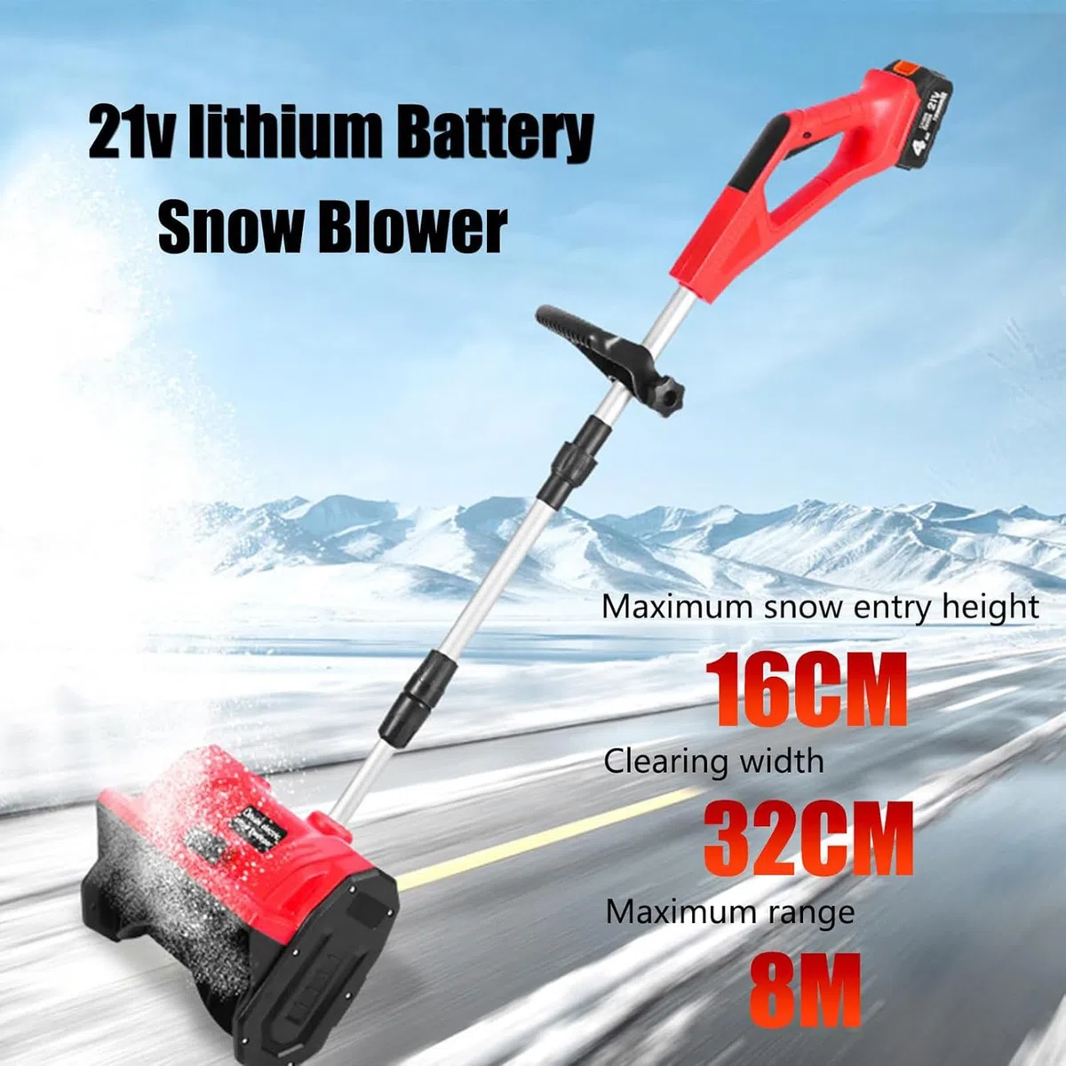 Kit Pala da Neve elettrica Senza Fili da 20 V, spazzaneve Elettrico da 11", con 2 batterie da 4,0 Ah e Caricabatterie rapido, con Display Digitale Blue