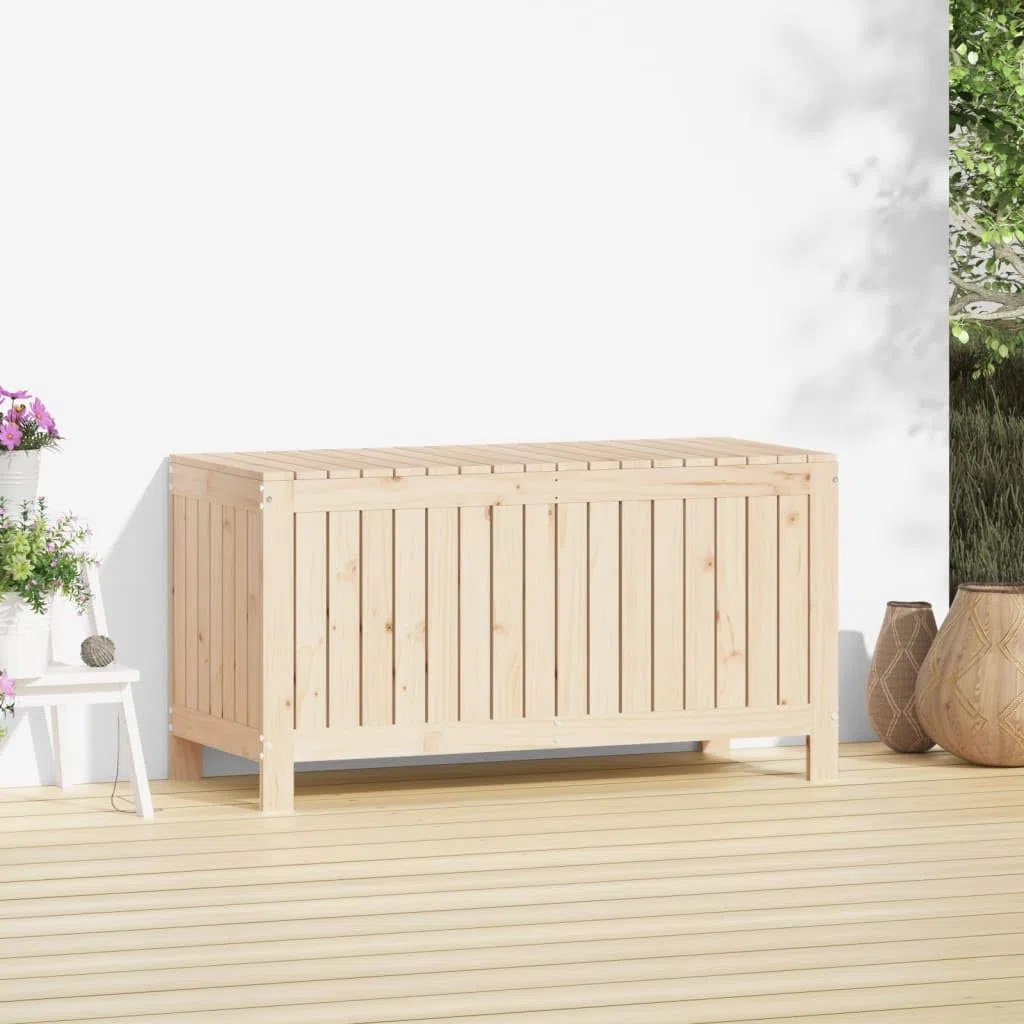 Scatola portaoggetti da giardino, 115 x 49 x 60 cm, in pino massiccio | Coperchio Idraulico Gas, Doghe Ventilate, Stoccaggio Cuscini Strumenti Giocattoli