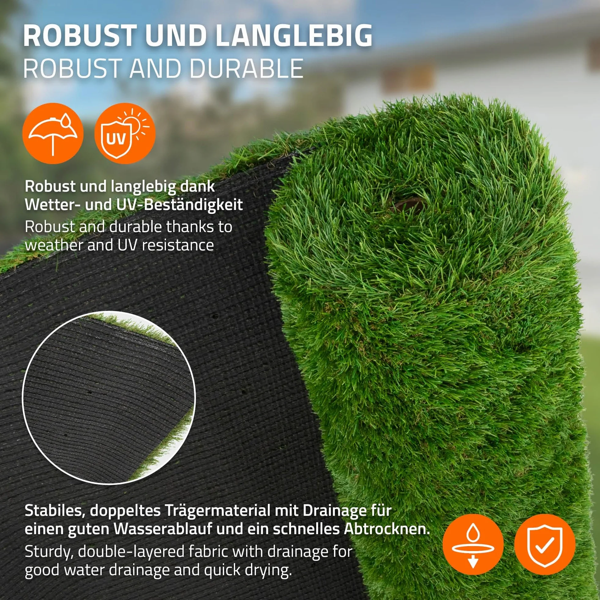 ECD Germany Rotolo Erba Sintetica 150x100 cm 1,5m² Verde, Tappeto Erba Artificiale Altezza 18 mm, Prato Finto Outdoor, Permeabile all’Acqua e Resistente ai Raggi UV, per Balcone Terrazza e Giardino