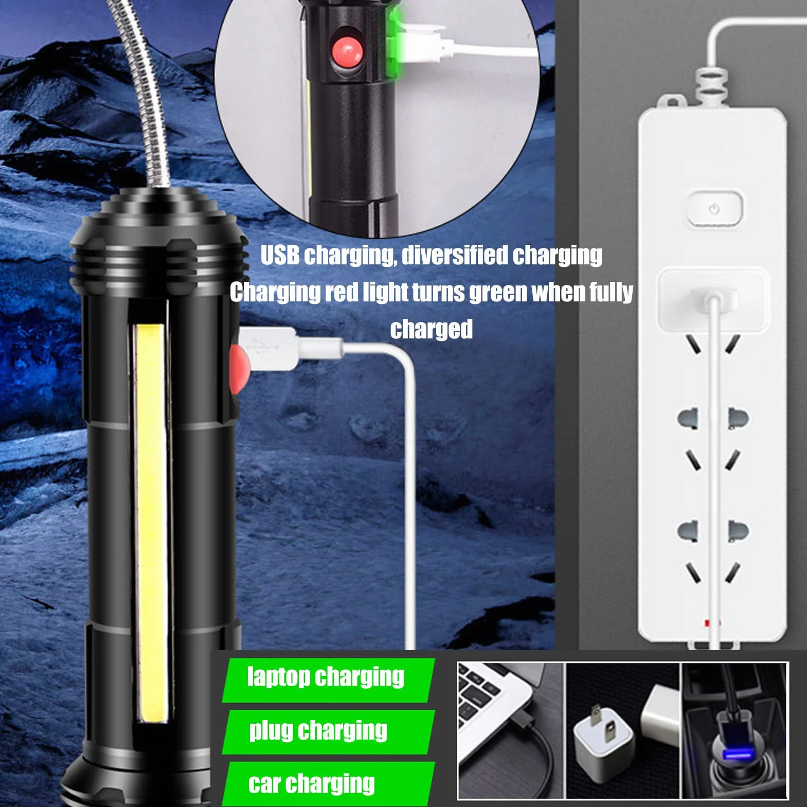 ciciglow Luce per Barbecue con Lampada Laterale, Luce per Barbecue a Collo D'Oca Flessibile, Base Magnetica, Resistente all'Acqua e al Calore, Regali per grigliate per Uomini e Donne
