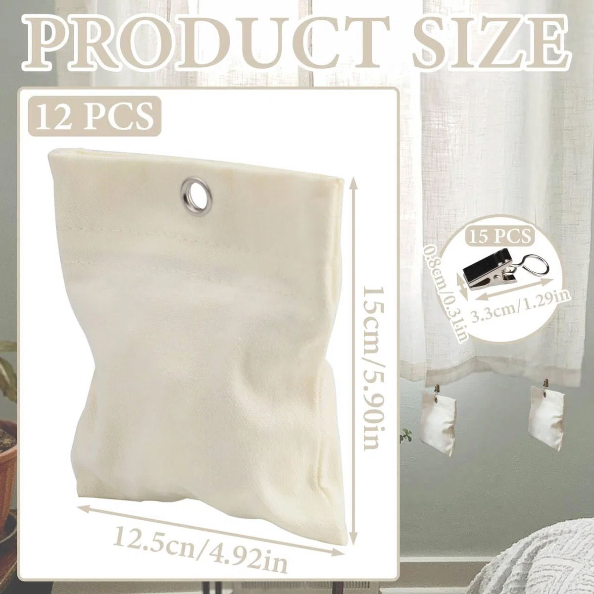 Yitexin 12 pezzi pesi per tende da esterno beige, 12,5 x 15 cm, pesi per tende con clip in acciaio inossidabile, sacchi di sabbia per patio venti forti tende esterne cabina gazebo pergola (Beige)