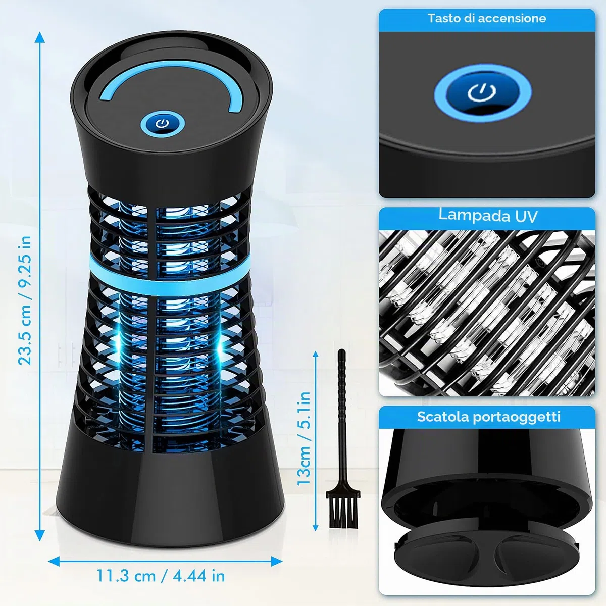 Lampada Antizanzare Elettrica - Ammazza Mosche 4W UV Professionale, Sterminatore di Insetti, Moscerini e Tarme per Interno (Casa, Cucina, Camera da Letto), Esterno e Veranda