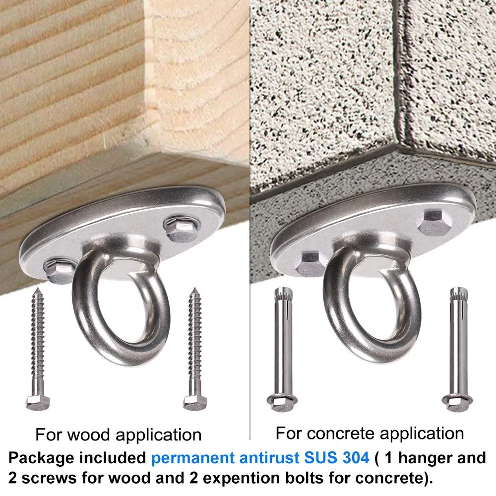 BeneLabel Gancio per Soffitto Legno/Cemento Gancio Amaca Altalena Appeso Hardware Vite Bullone Metallo Ovale Staffa Set per Interni all'aperto Parco Giochi Sedia Corda Punzonatura Borse, 2800lbs