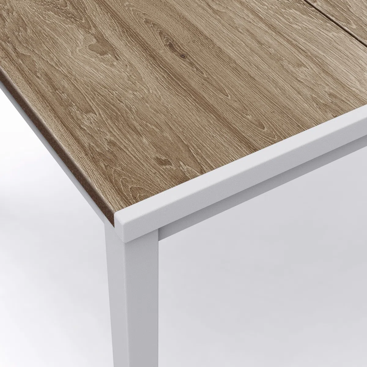 Keter Avon Tavolo da Pranzo Esterno per Giardino e Terrazza, 160x95x75H cm, Adatto per 6 Persone, Piano in Finitura Effetto Legno, Struttura in Metallo Bianca