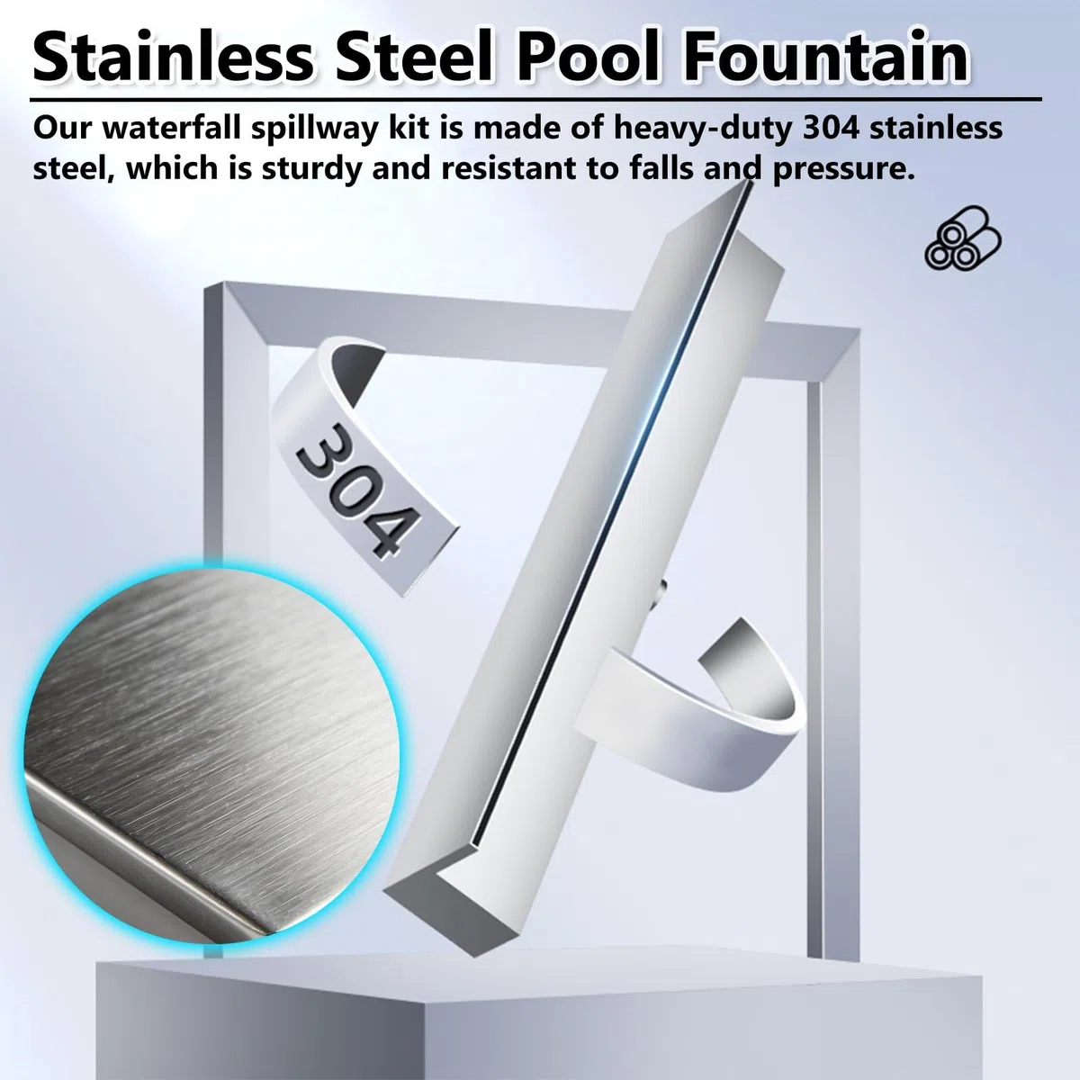 Heavy Du 61 cm in Acciaio Inox F Mount Stagno Cascata Spillway Kit con Accessori Pool Fontana Outlet Spray per Patio Deck d h