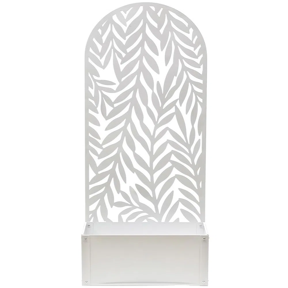 Fioriera con spalliera graticola rettangolare alta cm 150 vaso 60x32 in Metallo Bianco Separè Decorativo per Piante Rampicanti e Divisorio per Ambienti Design Moderno Ideale per Casa Bar Ristoranti.