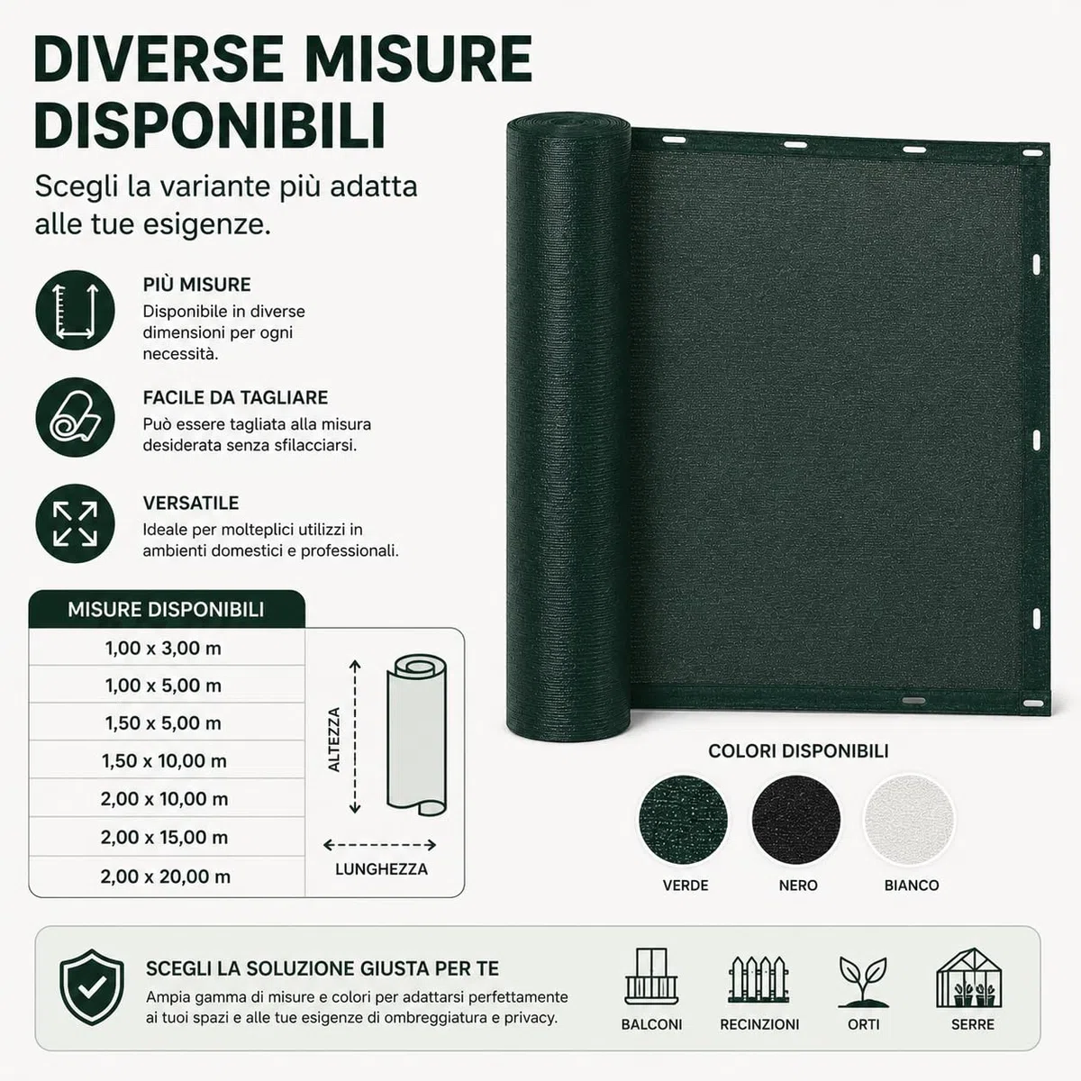 Rete Ombreggiante 90% con Asole di Fissaggio – Telo Ombra Anti UV per Balcone, Giardino, Orto, Serra e Recinzione – Rete Schermante Frangivista per Esterno – Diverse Misure e Colori (Verde, 3x4 m)