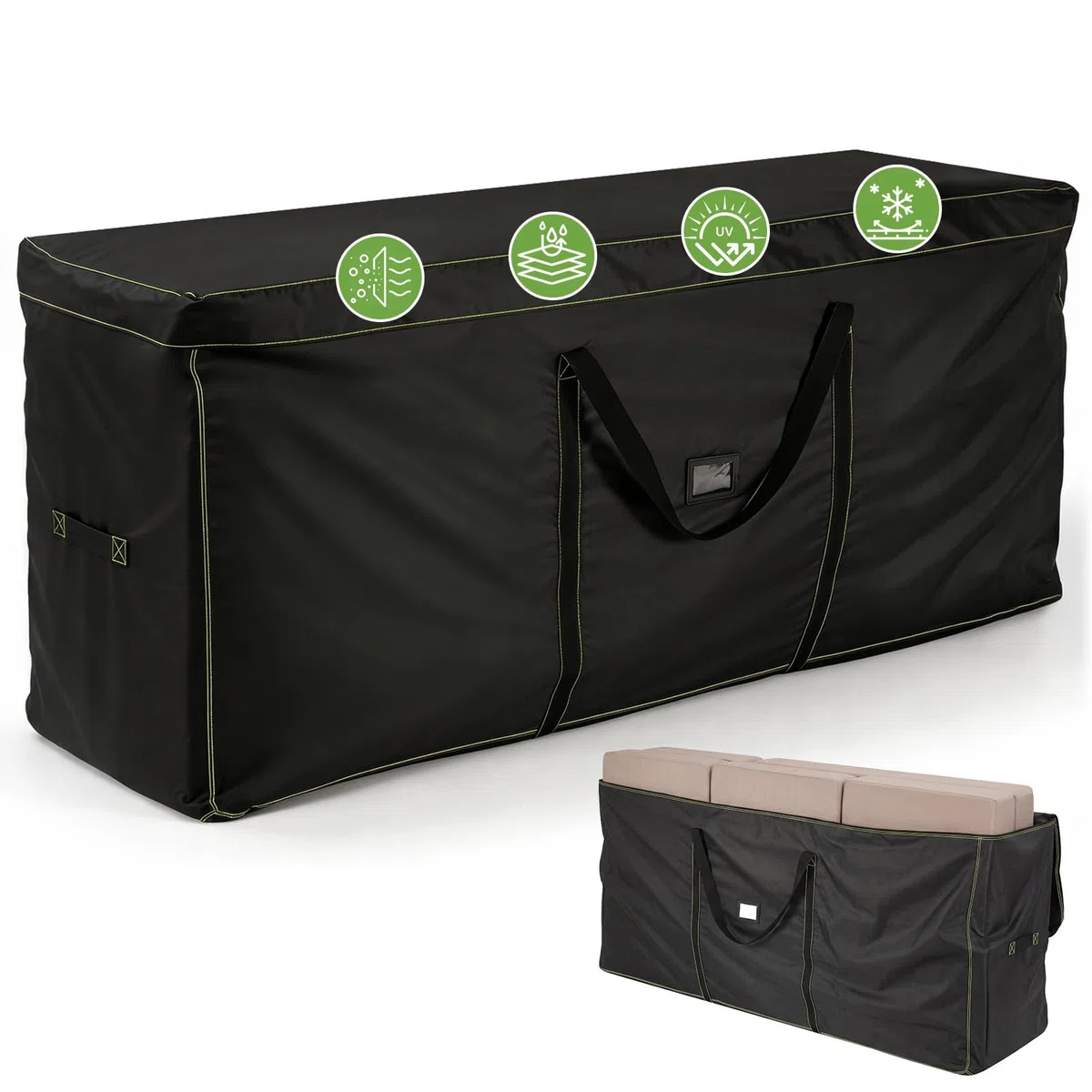 GARPROVM Borsa portaoggetti XXL per cuscini e cuscini da giardino, impermeabile e antipolvere, 173 x 51 x 76 cm