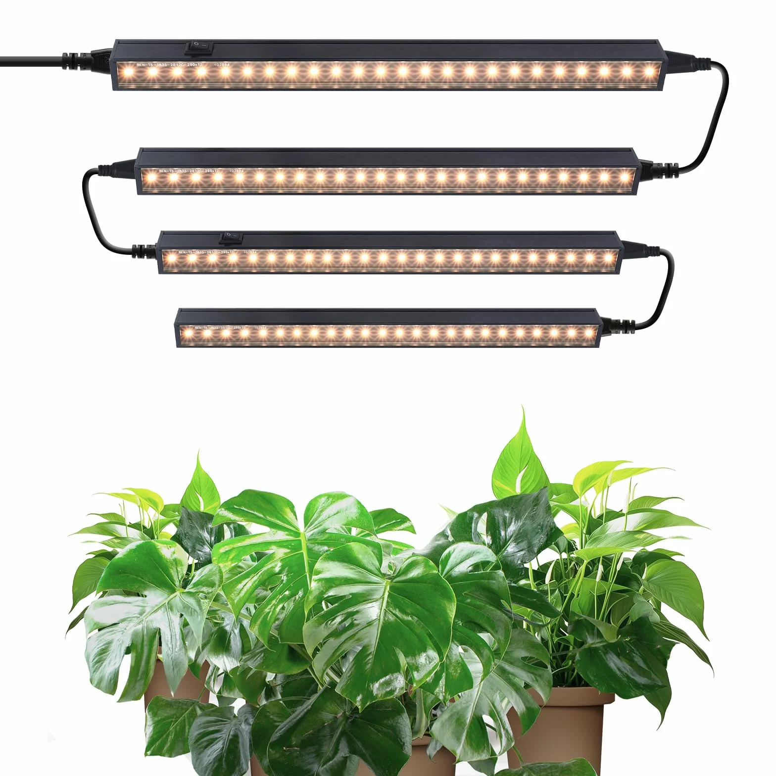 Barrina T5 LED Pflanzenwachstumslicht, 30 cm 3000 K Gelbes Pflanzenlicht, Vollspektrum-Wachstumsstreifen, 20 W (4 x 5 W), koppelbares Design, 4 pezzi