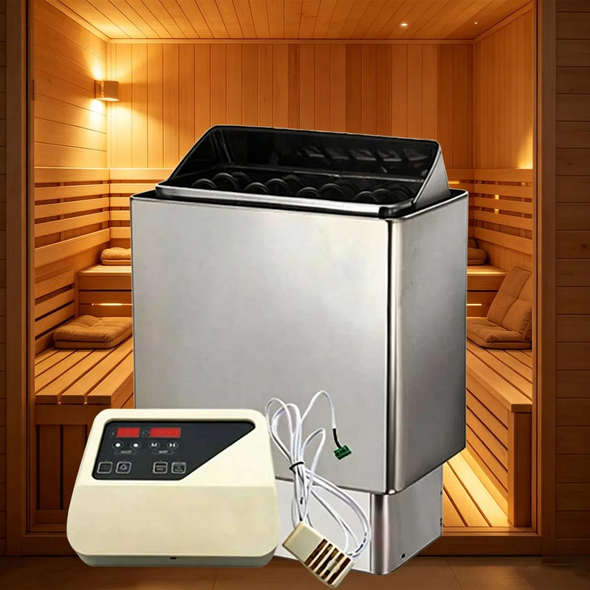 Stufa elettrica per Sauna in Acciaio Inox a Calore Secco con Controller Esterno, Riscaldamento rapido, Rilassante Esperienza Spa, Montaggio a Parete, qualità Professionale 380V-8KW