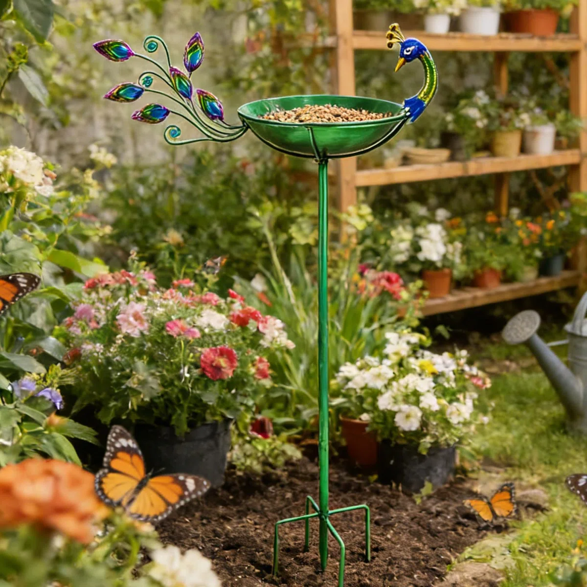Fontane per Uccelli da Esterno Vasca in Metallo con Design Animale | Bagno per Uccelli da Patio Resistente alle Intemperie Per Balcone Terrazza Giardino Prato Decorazione Fontana