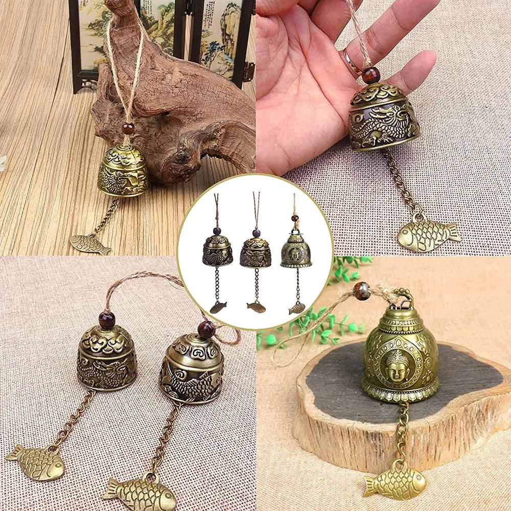 3 Pezzi Campana Appendere Vintage, Campanella a Vento, Windchime Vintage Campane, Vintage Wind Chimes Campana, Campana Feng Shui da Giardino, per Giardino di casa Hanging Good Luck Blessing