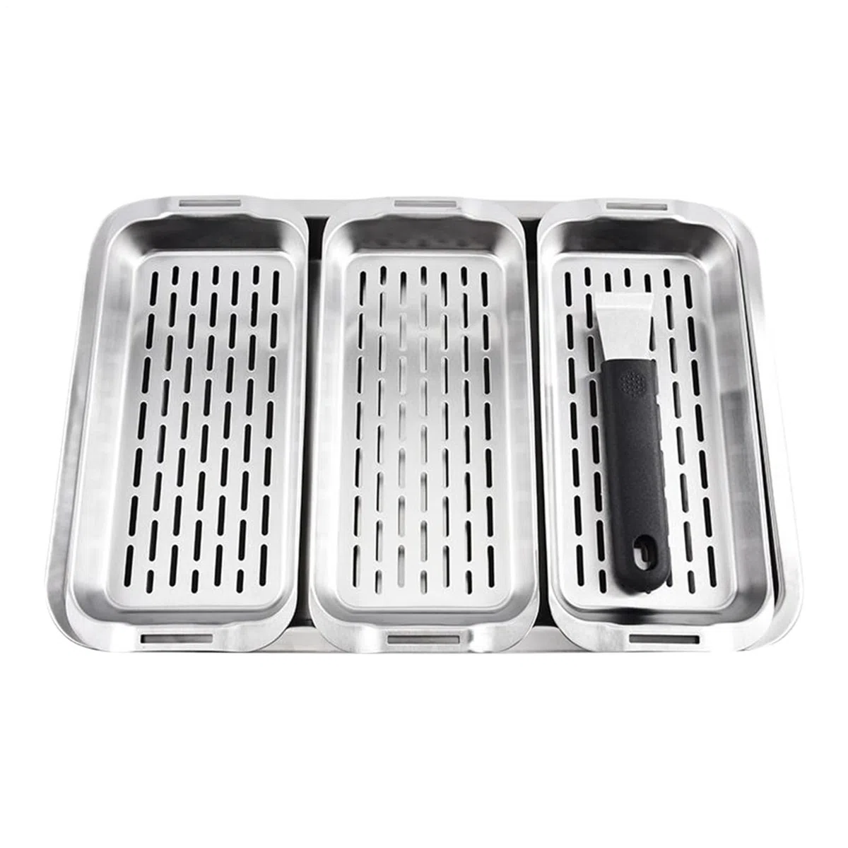 Cestello Per Grigliare Verdure Acciaio Inossidabile, Impugnatura Sicura, | Set Di Cestini Per Griglia BBQ per Verdure alla Griglia, Carne, Pesce, Peperoni, Gamberi, Picnic e Riu
