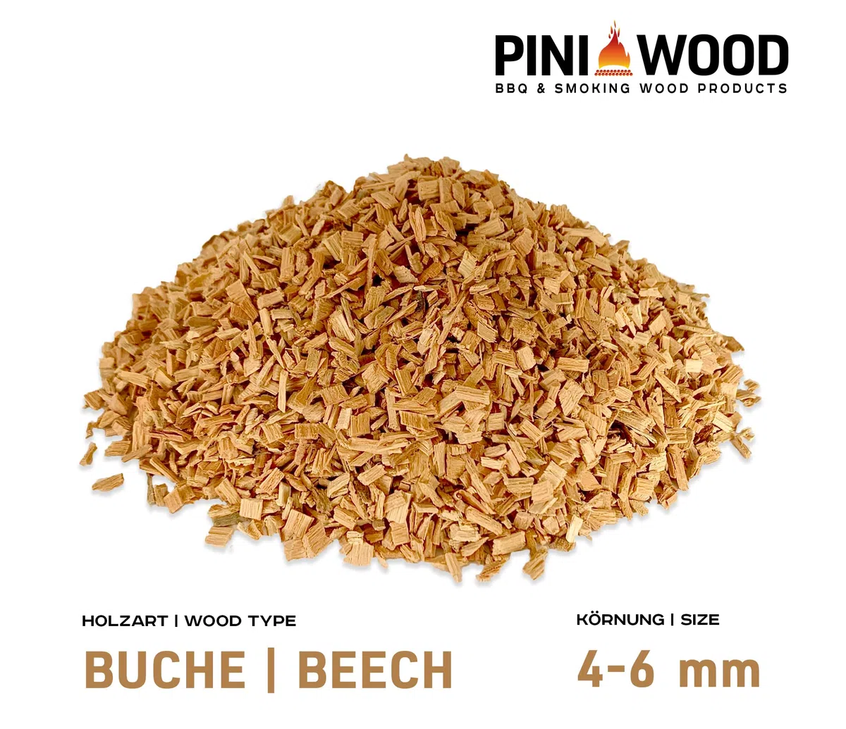 PINI 5 kg di trucioli per affumicatura faggio, 4-6 mm, trucioli per affumicatura, 18 litri