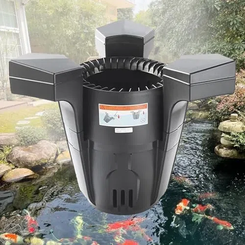Skimmer per laghetto con pompa, aspirazione da 75 W, per la pulizia di laghetti da giardino e esterni, include cavo di alimentazione da 10 m e filtro purificante per piante acquatiche