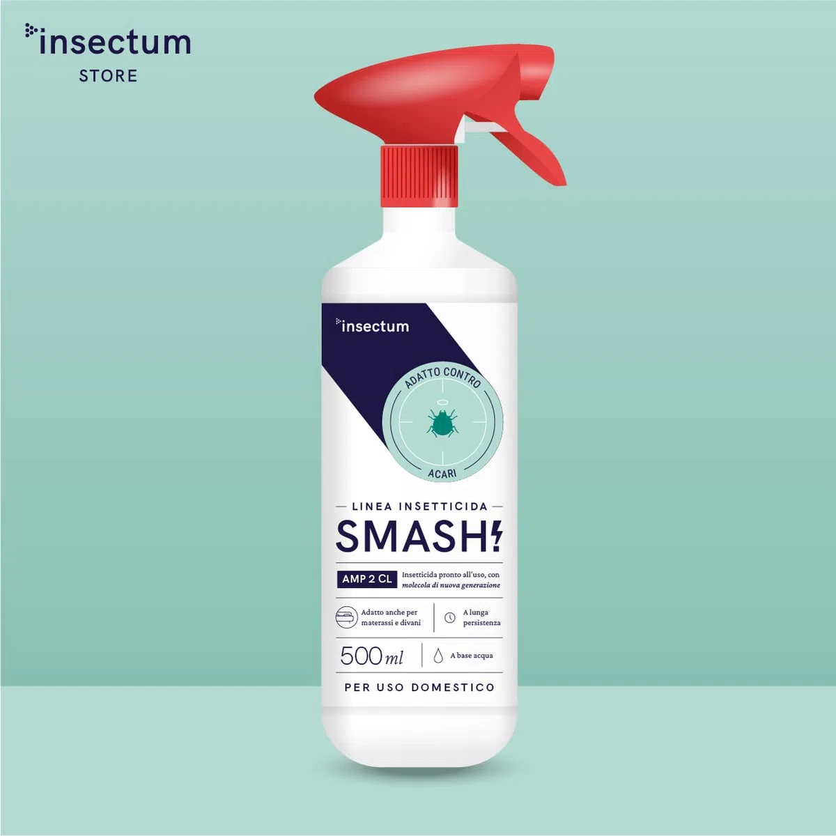 SMASH Spray Antiacaro per Materassi e Tessuti - 1x500ml - Acaricida Antiacaro Spray per Materassi, Divani, Tende e Tappeti - Non Macchia e Senza Permetrina spray
