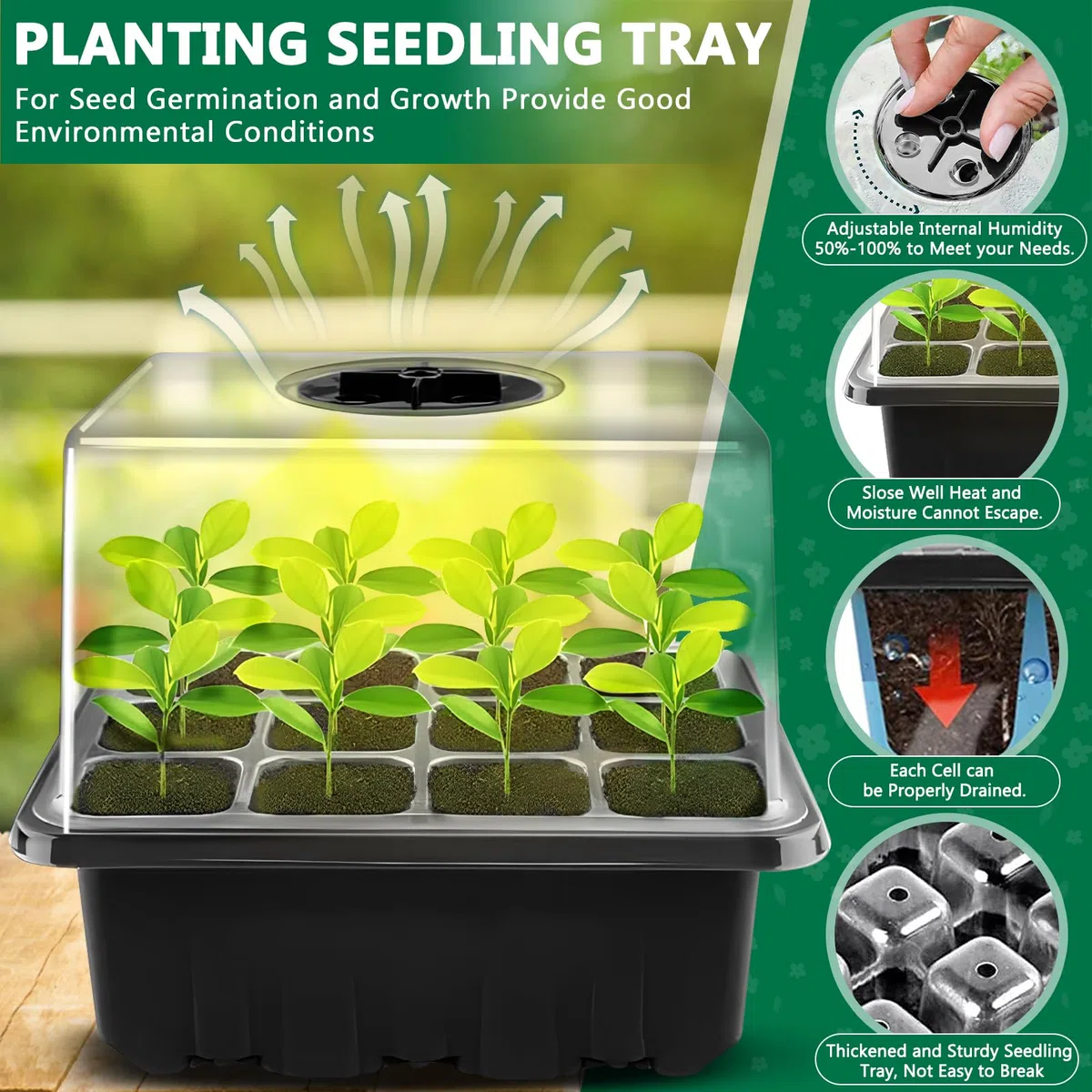 ZLPBAO Mini Serra Germinazione, Confezione da 5 vassoi per semi con luce di coltivazione per serre e giardini,Mini Serra per Piantine Semina Germinazione di Piante in Crescita