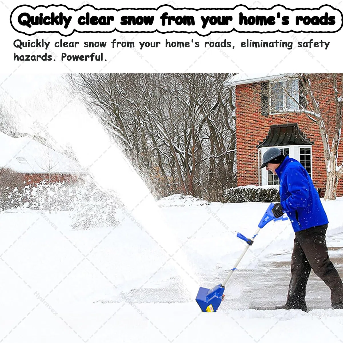 Pala da neve senza fili, spazzaneve elettrico portatile con asta telescopica, batteria e caricabatterie rimovibili, spazzaneve ricaricabile per esterni con gittata di 6 m, per patio, fattoria 1Battery
