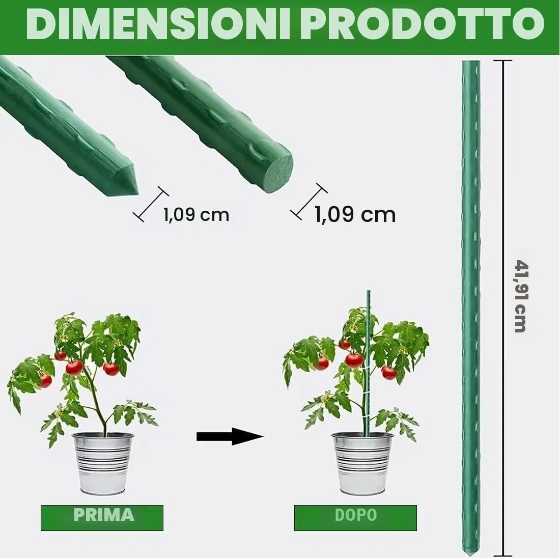 Pali per piante da giardino Bastoncini di supporto per piante verdi 20PZ Bastoncini per la coltivazione di piante con connettore Canne da giardino Pali di supporto per viti per fiori, verdure e