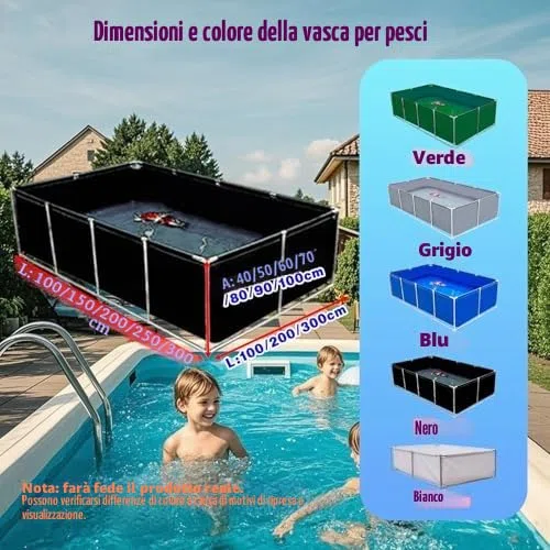 Piscina fuori terra con telaio in acciaio per divertimento all'aperto in famiglia, montaggio facile e toppa di riparazione inclusa
