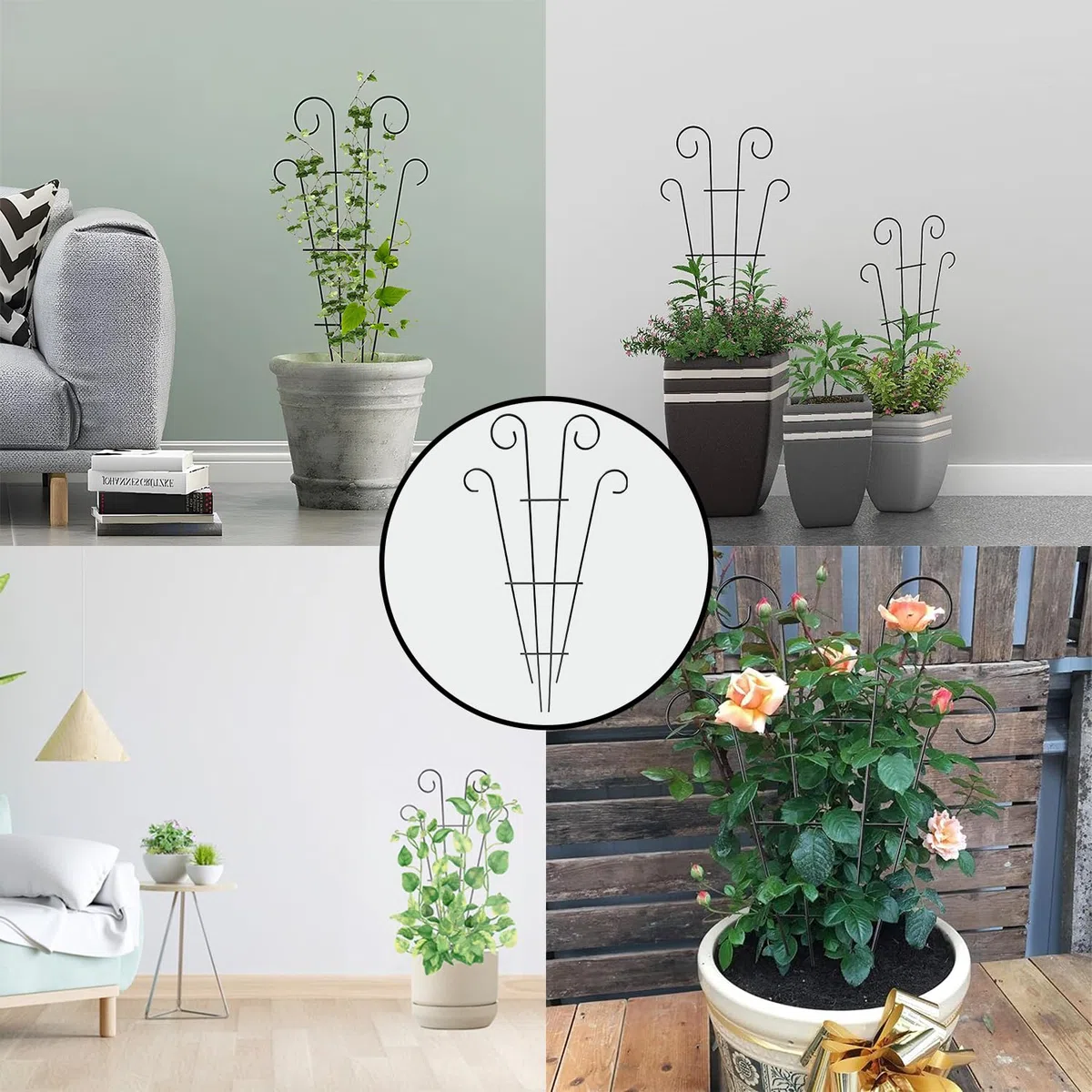3 pezzi traliccio per piante rampicanti e piante in vaso - gabbia per piante, accessori da giardino, supporto per piante antiruggine vaso da arrampicata per viti