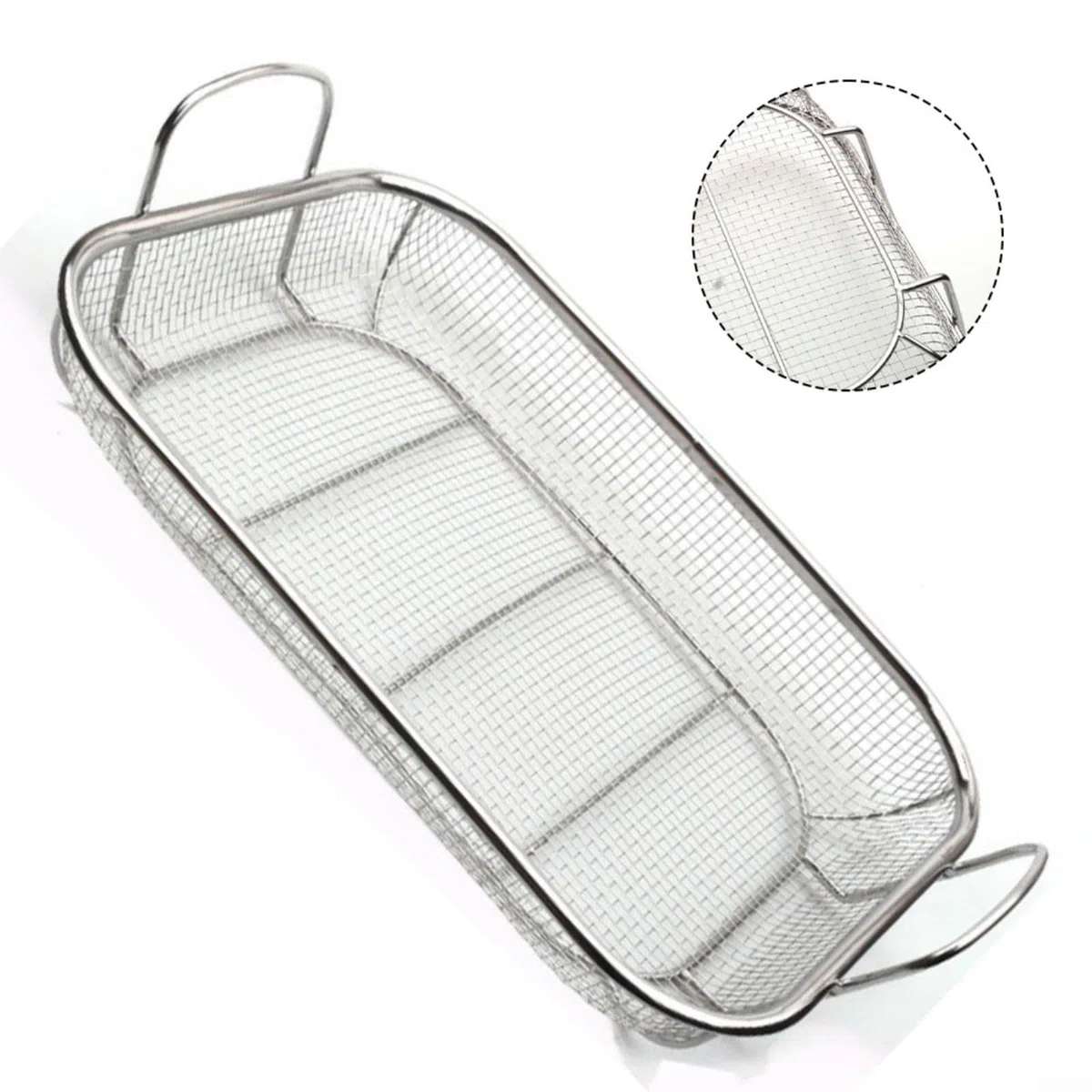 Grande griglia in acciaio inox, 38 x 28 cm, accessorio per barbecue per verdure, carne e frutti di mare, strumento essenziale per grigliare all'aperto