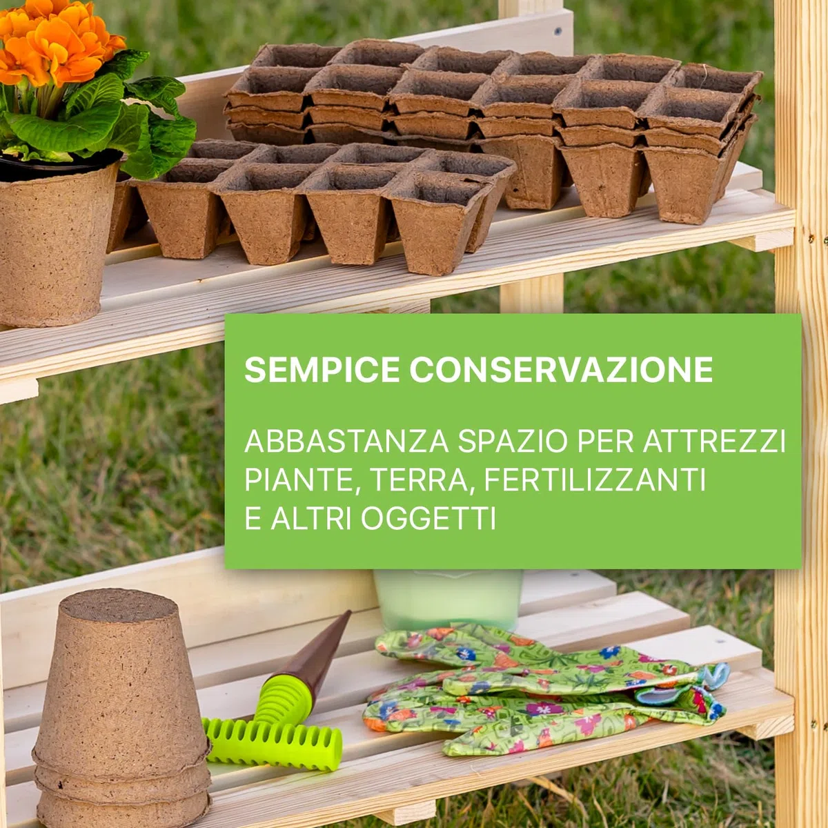ITA Banco da giardinaggio - Tavolo da lavoro con piano in lamiera zincata - Resistente alle intemperie - Made in EU - Direttamente dal produttore - Certificato FSC - 76x38x89 cm Marrone