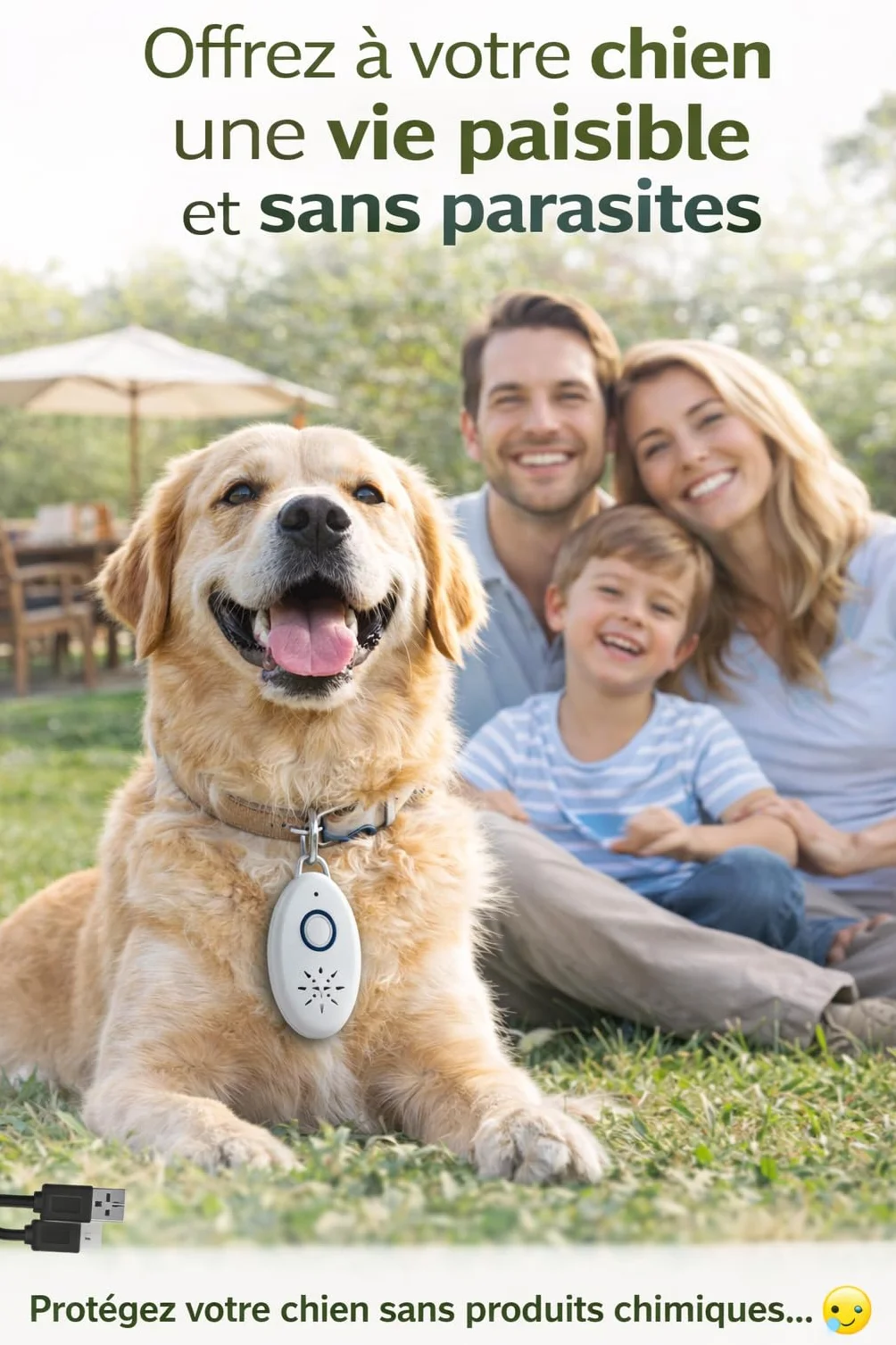 Repellente Anti-parassiti a Ultrasuoni Portatile, Ricaricabile USB, portata 3 m, senza Prodotti Chimici, Protezione da Pulci, Zecche e Zanzare, per Animali Domestici Cani e Gatti, Anti-Zanzare - 1