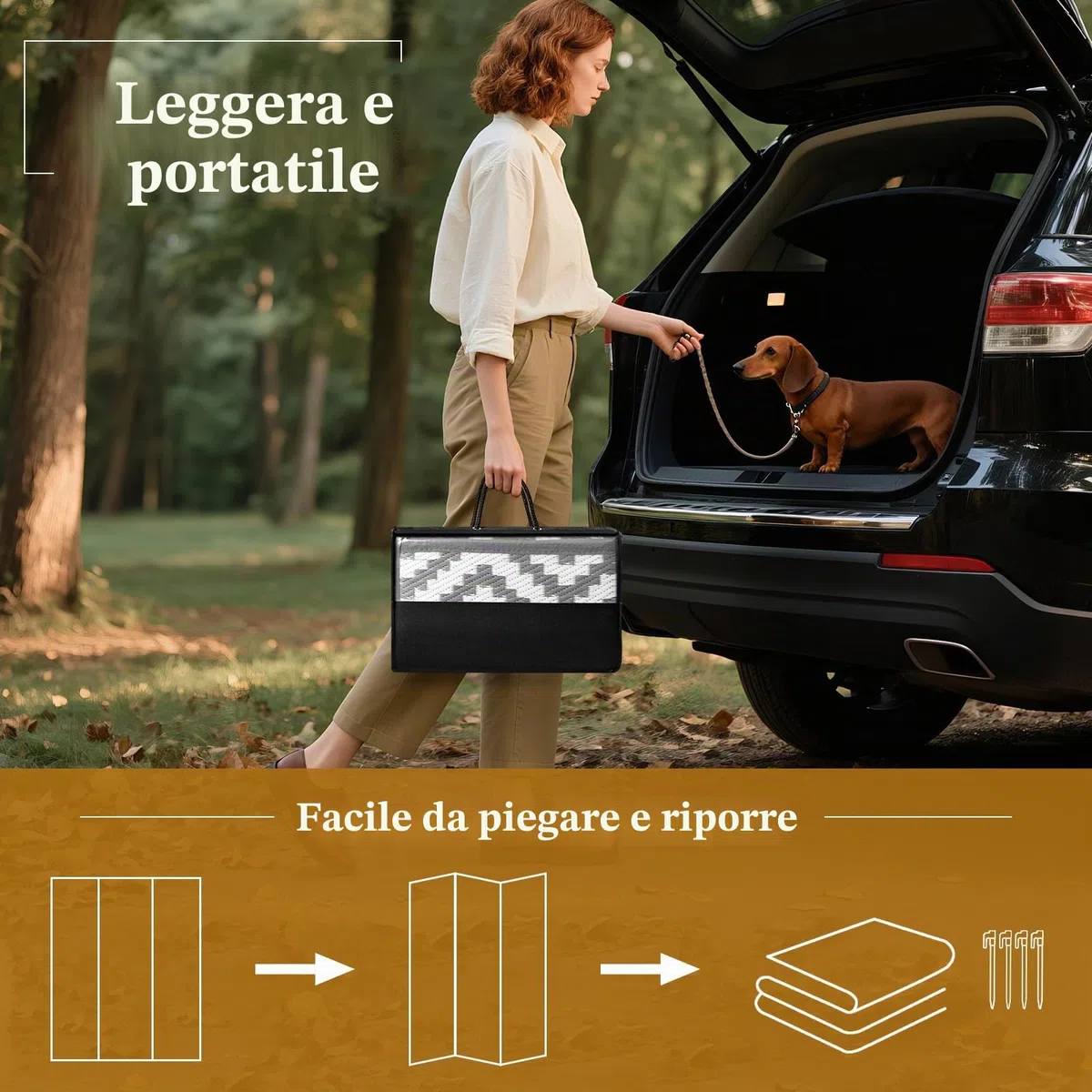 Tappeto da Esterno Impermeabile, Tappeto per Esterno 120 x 180 cm in Plastica Intrecciata, Resistente ai Raggi UV, Reversibile, Pieghevole e Lavabile per Giardino