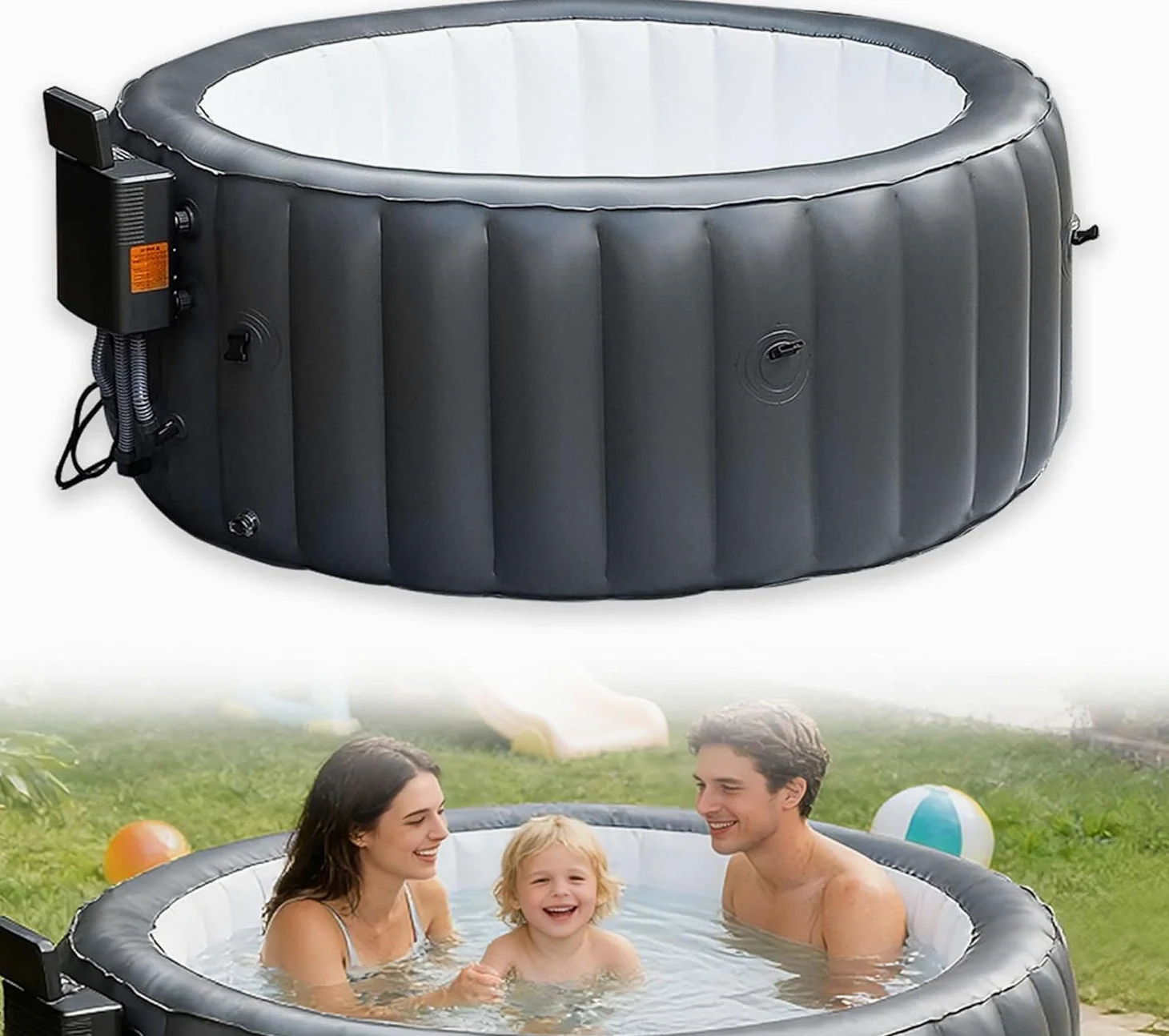 Vasca idromassaggio gonfiabile, portatile, per esterni, per 4-7 persone, con 180 Airjet e copertura EnergySense, ideale per cortile e patio