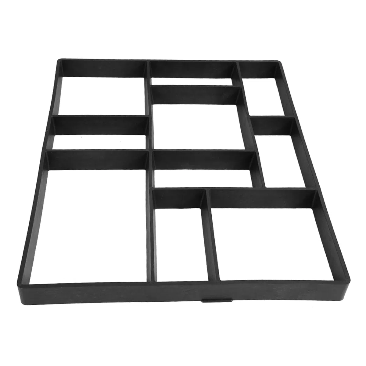 Stampo per Pavimentazione da Giardino, Forma in Pietra per Percorsi, 45 x 40 x 4 cm, Nero, 10 Scomparti, Fai-da-Te