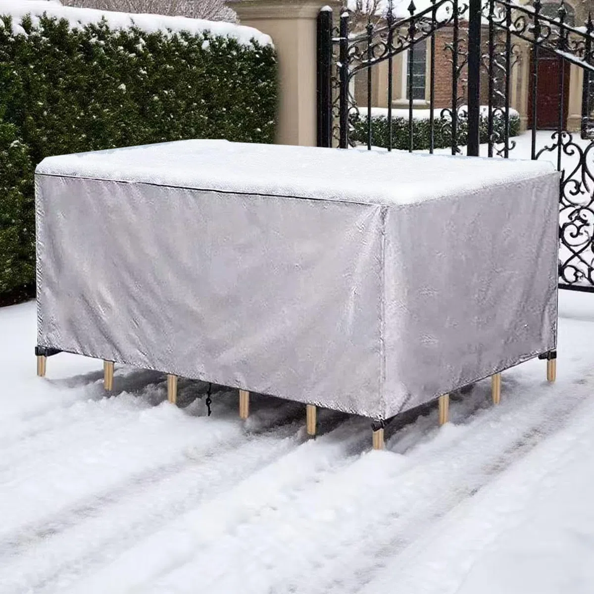 Copertura per Mobili da Giardino Rettangolare, 130x110x75cm/LxPxA 420D Oxford Coperture per Tavoli da Giardino Esterno, Copritavolo Tavolo Impermeabile Anti-UV, per Cortile Tavoli Sedie