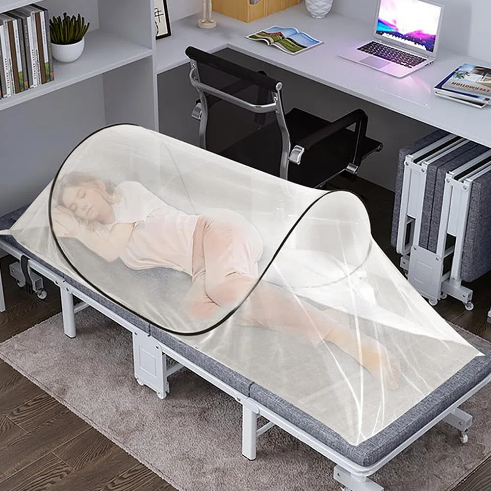 Zanzariera da viaggio pop-up e pieghevole, 200 x 80 x 56 cm, portatile, con cerniera, per letto da campeggio