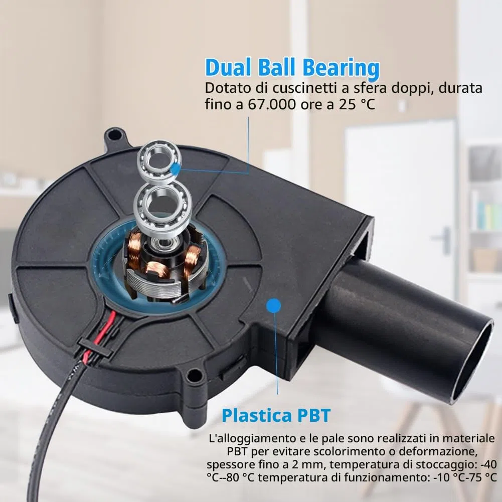 Ventola radiale da 12 V, 220 V, con controller per elettrodomestici, ventola per ventilazione, cambio della ventola, barbecue, camino gonfiabile, turbina per riscaldatori, barbecue, picnic