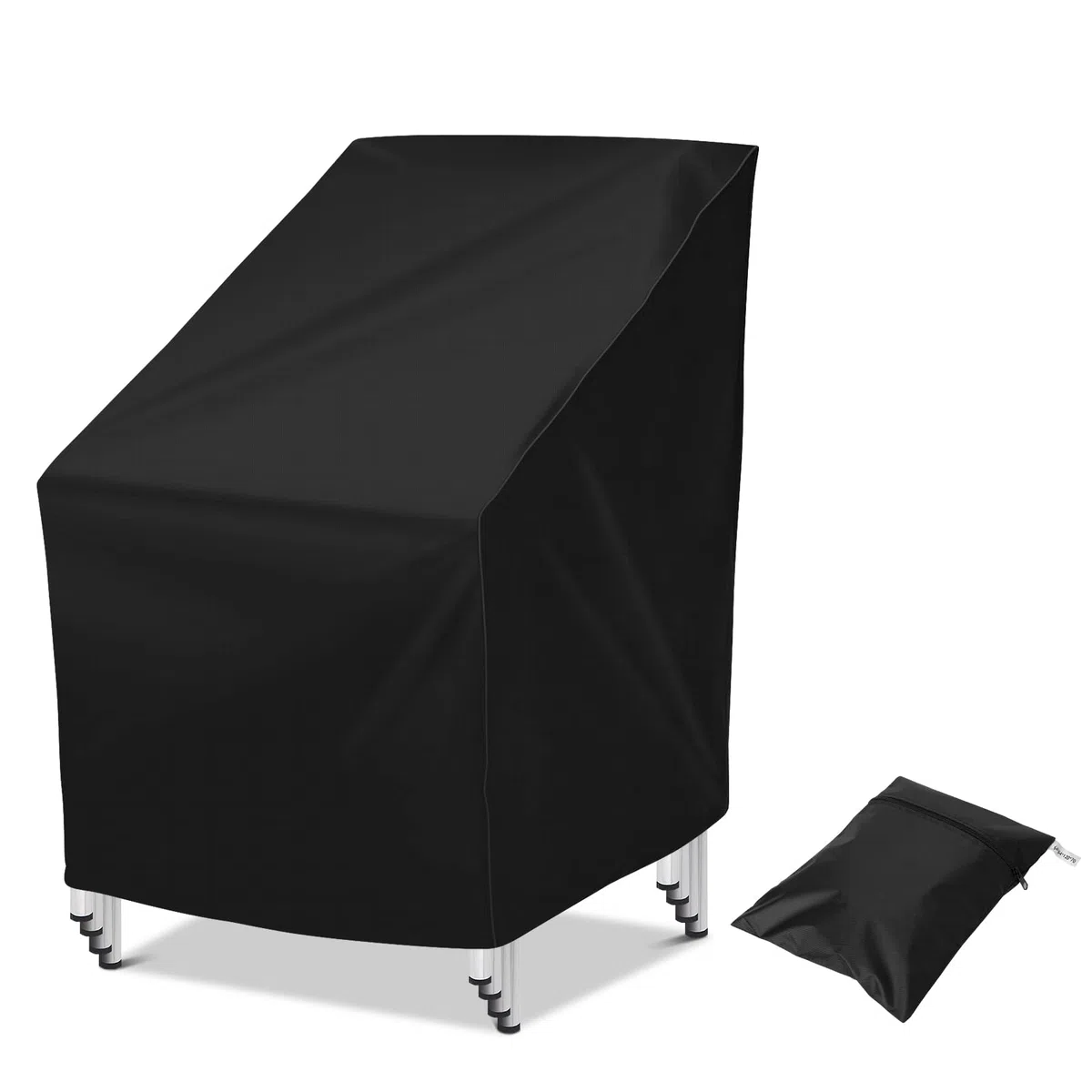 Cozary Copertura Sedie Esterno, 64x64x70/120 cm Impermeabile Copertura Protettiva per Sedie da Esterno, 210D Oxford Anti-UV Copertura Mobili da Giardino - Nero