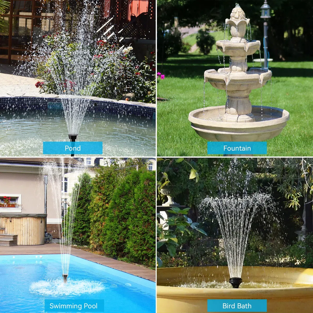 POPOSOAP Pompa dell'acqua solare 12 W, pompa solare per fontana con pompa sommergibile per stagno da 160 GPH, flusso regolabile per fontana solare, stagno, acquario, giardino, piscina, caratteristiche