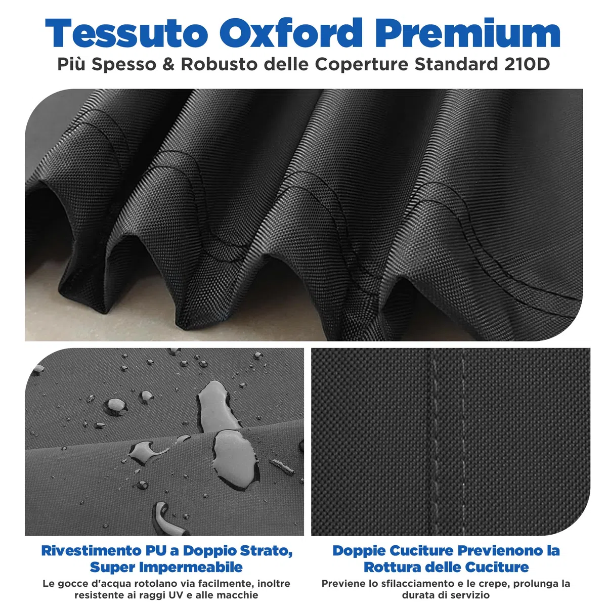 Copri per Ombrellone da Esterno – Copertura Ombrellone da Giardino Impermeabile in Tessuto 420D, Telo Copriombrellone Universale per Ombrelloni da 2m a 4m, Dimensioni Multiple: 265X40/70/50cm