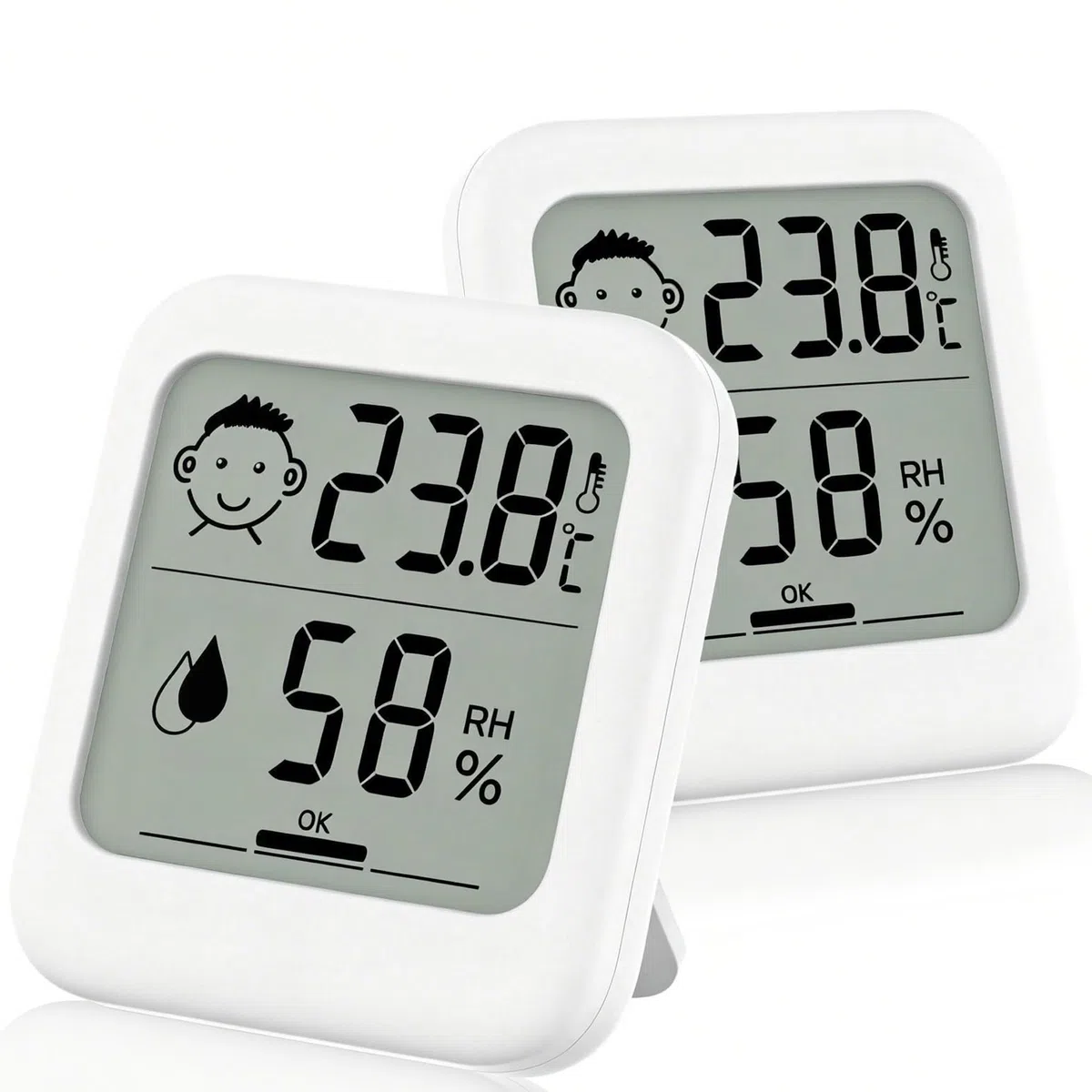 Piccolo igrometro digitale da interni, termometro ambientale, batterie AAA, monitor della temperatura e misuratore di umidità, per casa e ufficio, termometro confortevole per rettili (confezione da 2