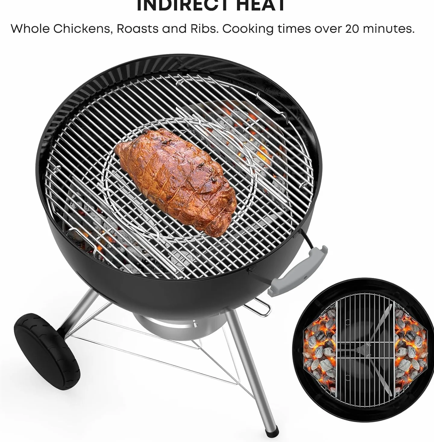 onlyfire Cestino per Carbonella da Barbecue, Supporti per Carbone più Grandi per Griglie a Carbonella Weber 57/67 cm, Accessori per Barbecue, 2 PCS