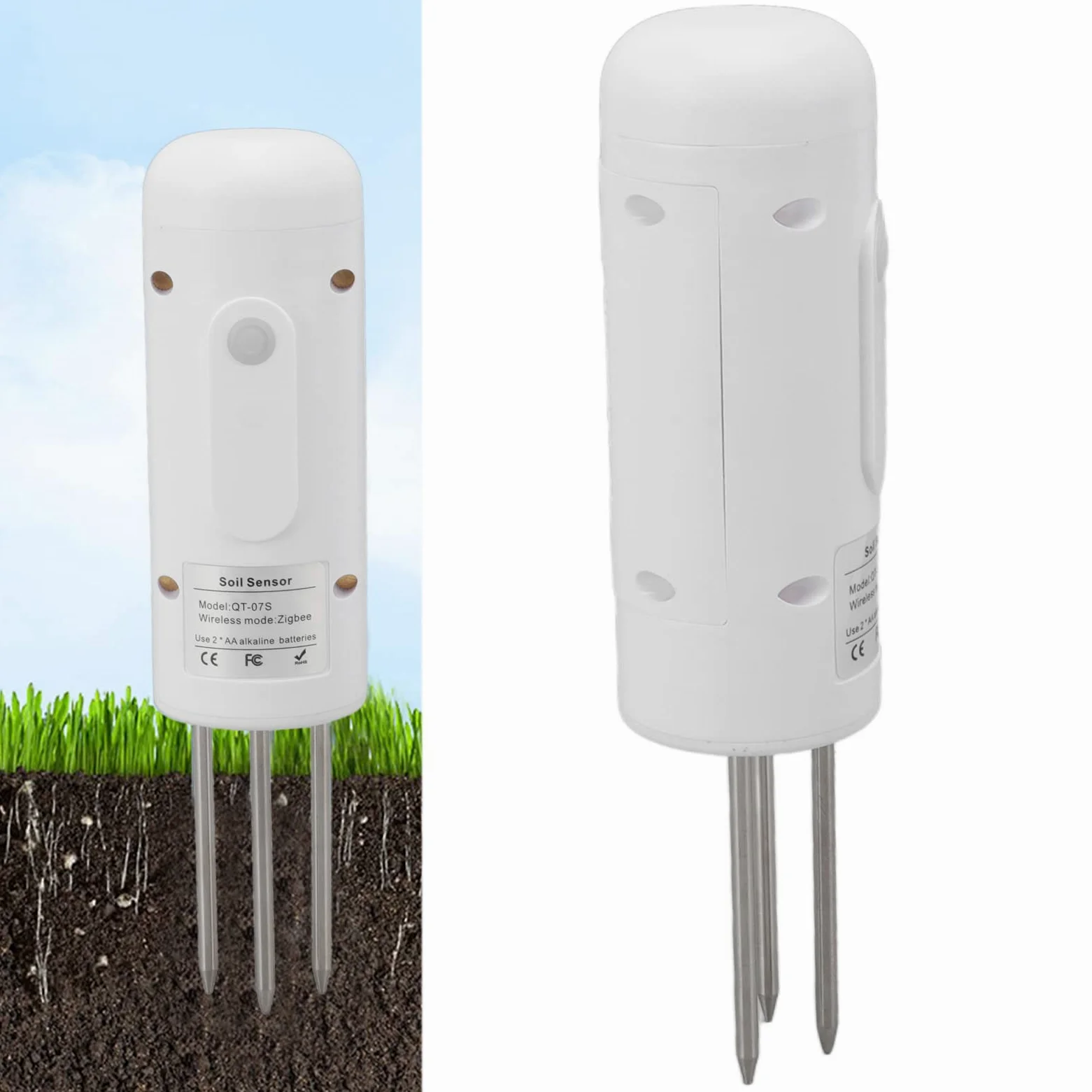 TOPINCN Strumento di Misurazione della Temperatura e dell'umidità del Sensore del Suolo Wireless per Il Monitoraggio del Suolo delle Piante in Vaso da Giardinaggio Zigbee