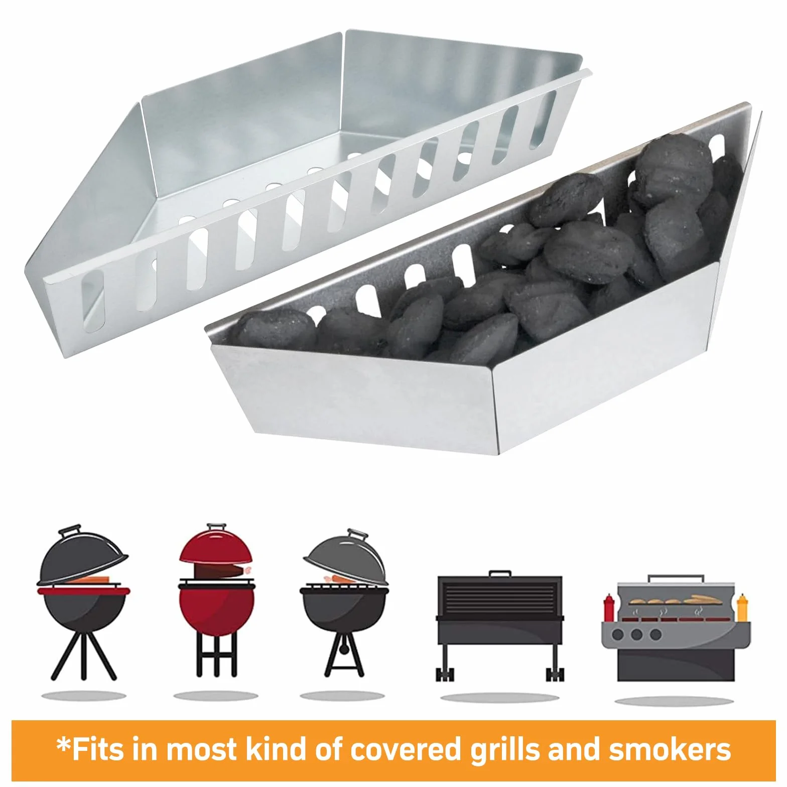 Cestino per Carbonella - Accessorio Essenziale in Acciaio Inox per Barbecue da 57 cm, capacità Generosa, Calore Uniforme, Perfetto per Grigliate all'Aperto