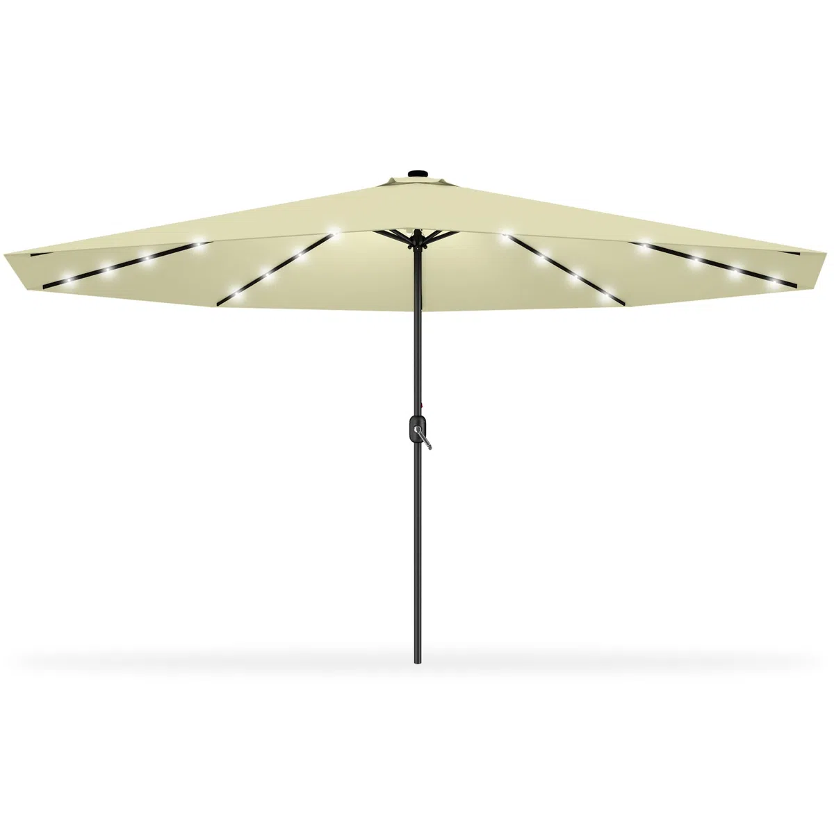 Froadp Ø3.5m Ombrellone da Spiaggia Impermeabile, Gli ombrelli Ottagonale con Ø38mm Manico, Ombrellone da Giardino in Poliestere Protezione Solare per Balcone Terrazza Piscina Patio (Beige con LED)