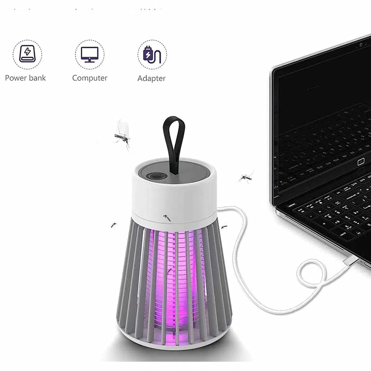 Lampada repellente per zanzare diritta, Lampada trappola per zanzare a LED, Lampada repellente per zanzare portatile, Lampada repellente per zanzare elettrica, Alimentatore USB, Ricaricabile USB (Rica
