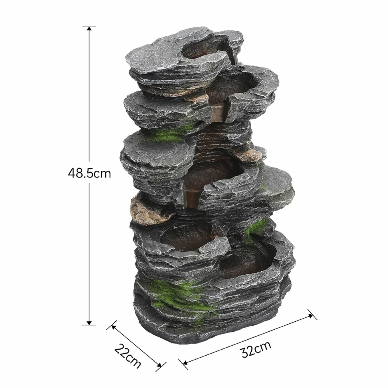 Fontana ad energia solare, design a cascata a 4 ripiani, con luci per esterni, decorazione da giardino e patio
