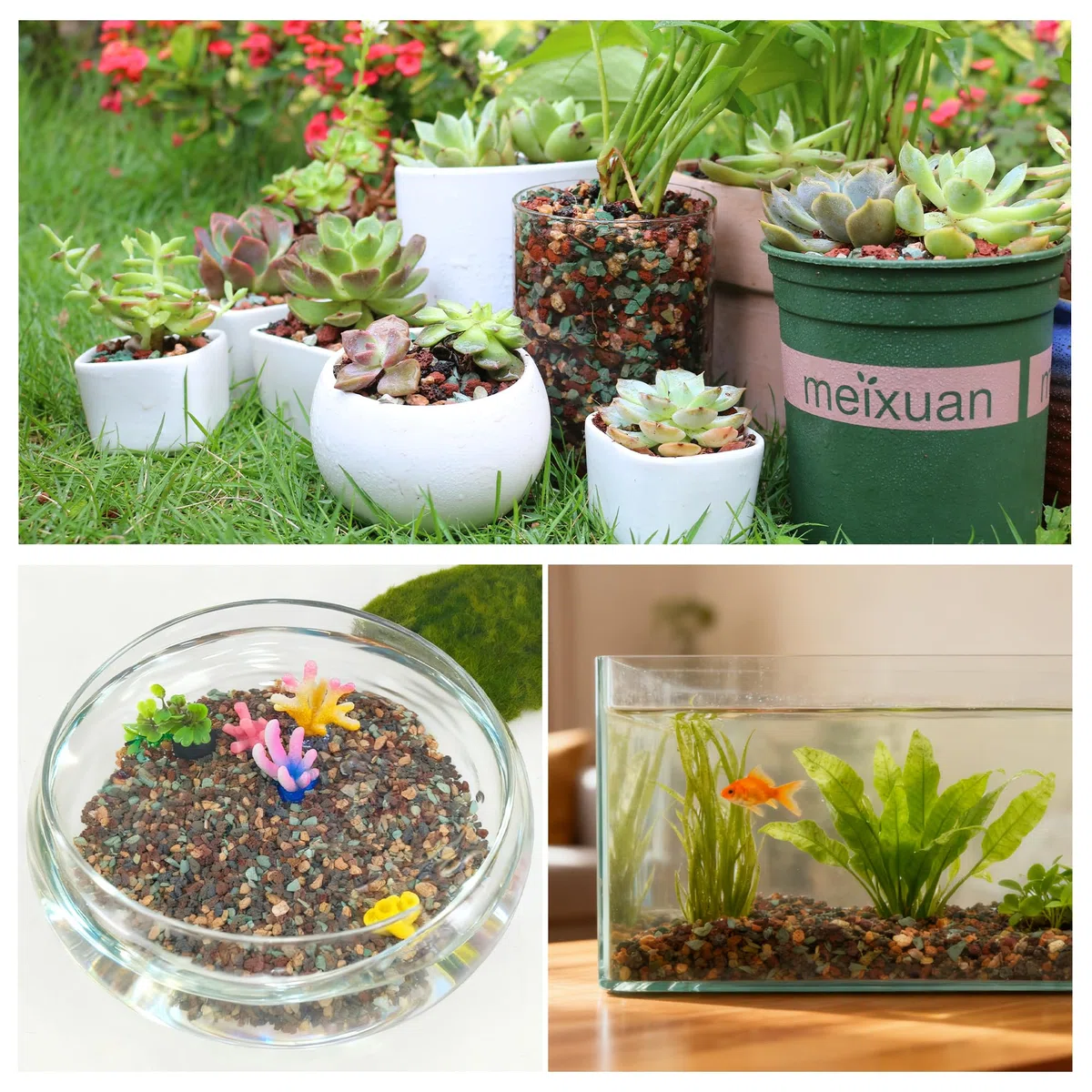 Miscela di Sassi Vulcanici 1.4 kg (3 lb) - Pietre per Piante in Vaso 4 in 1 (Lava Rossa, Lava Nera, Zeolite Verde, Maifan) 3-6mm - Sassolini Decorativi per Vasi, Orchidee, Bonsai, Giardino