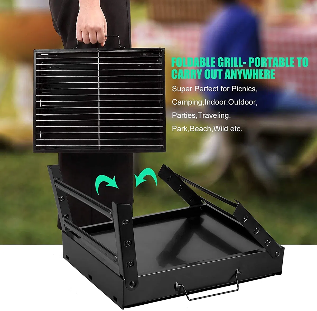 Barbecue Grill Portatile BBQ Carbone Grill Smoker Grill per Cucina All'aperto Campeggio Escursionismo Picnic Backpacking