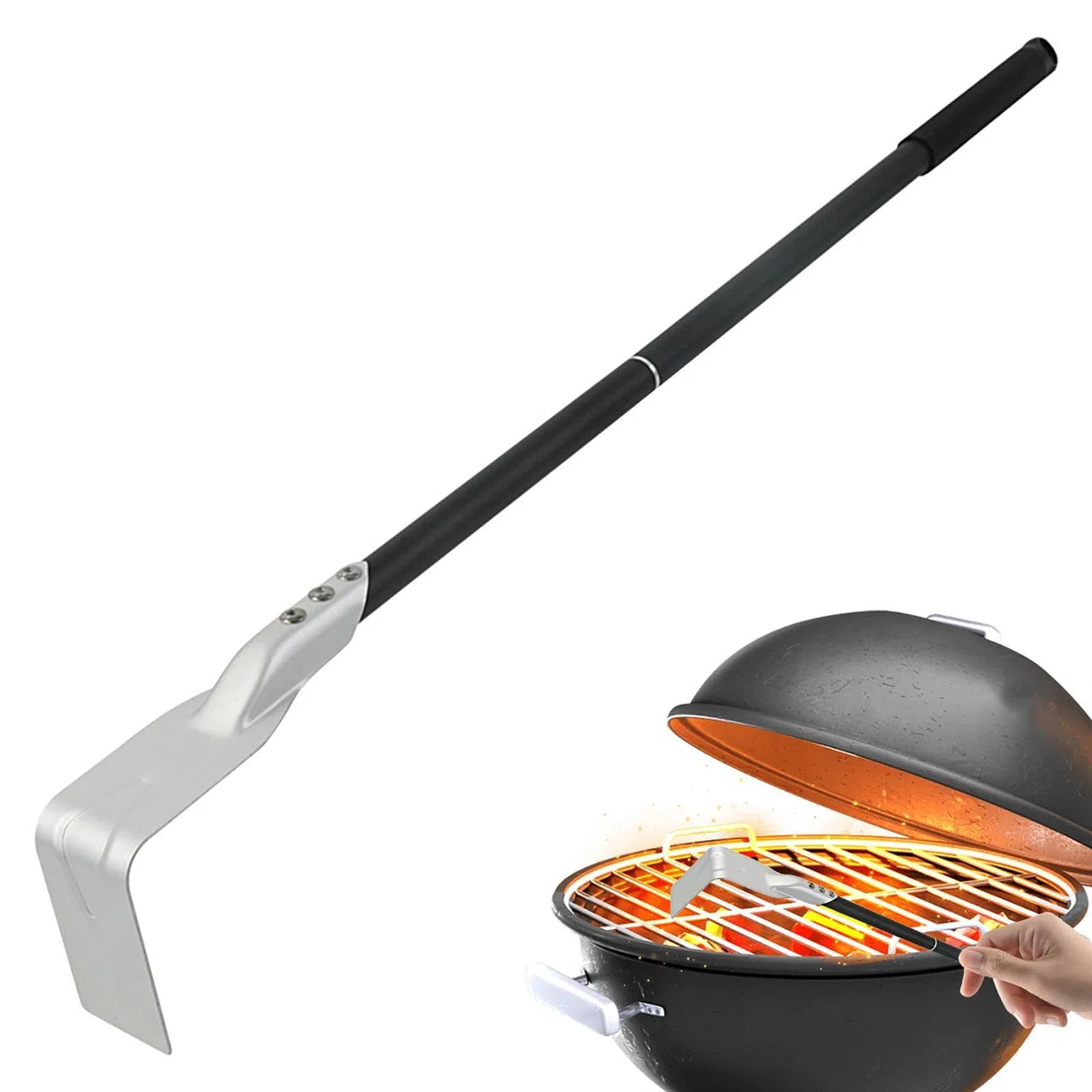 Rastrello Cenere per Griglia - per Forno per Pizza con rastrello di carbone - Strumento per ceneri di carbone per Barbecue, per Forno per Pizza e Parrill