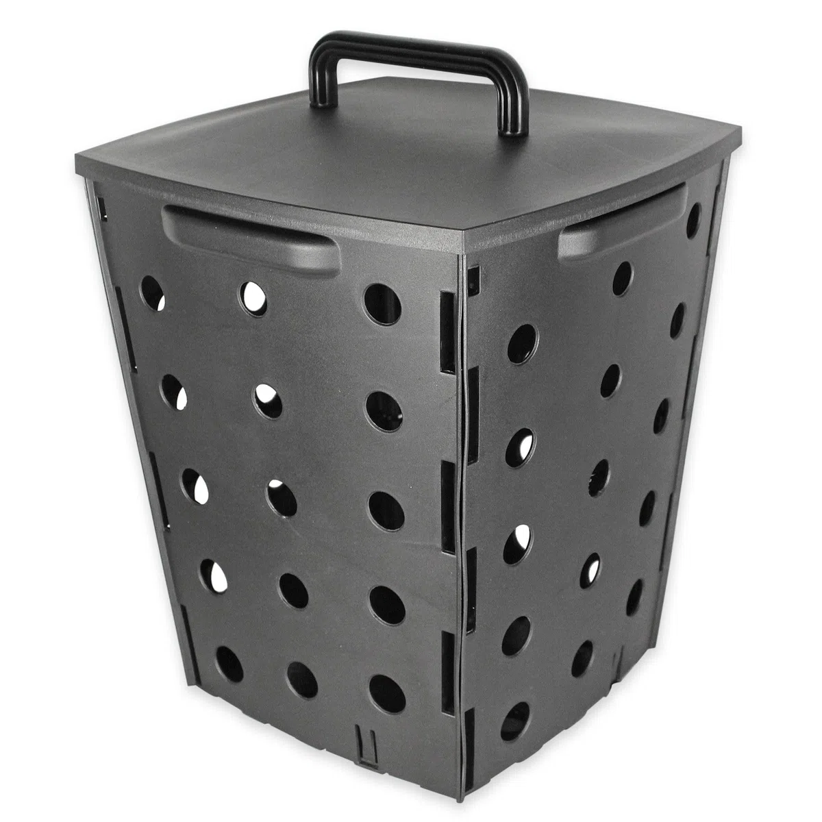Compostiera da Giardino 17 L - Contenitore per Composto per rifiuti organici - Secchio da esterno con Coperchio - Fabbricazione concime 100% naturale - 35 x 28 x 28 cm - Plastica - Grigio
