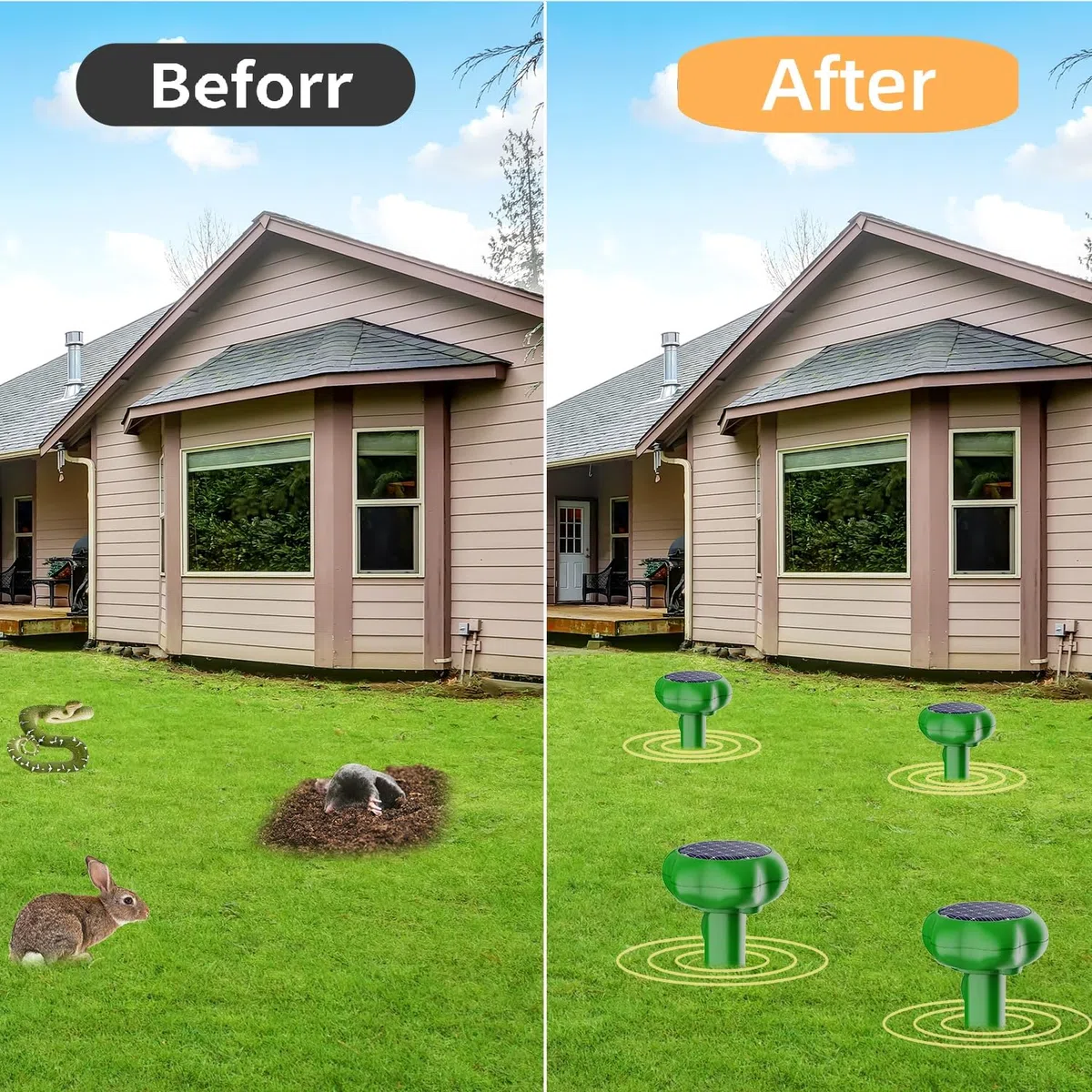 Repellente Solare per Talpe, Gopher e Altri Repellenti per Talpe 4 Pezzi, Repellente per formiche Regina per Giardino e Campeggio, Gopher, Repellente per Serpenti Talpa
